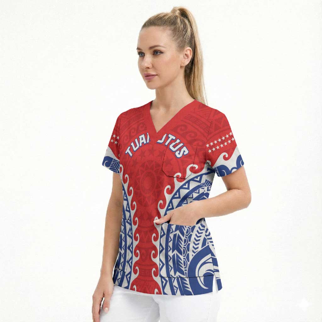 Custom Tuamotu Archipelago Scrub Top Polynesian Tribal Tattoo
