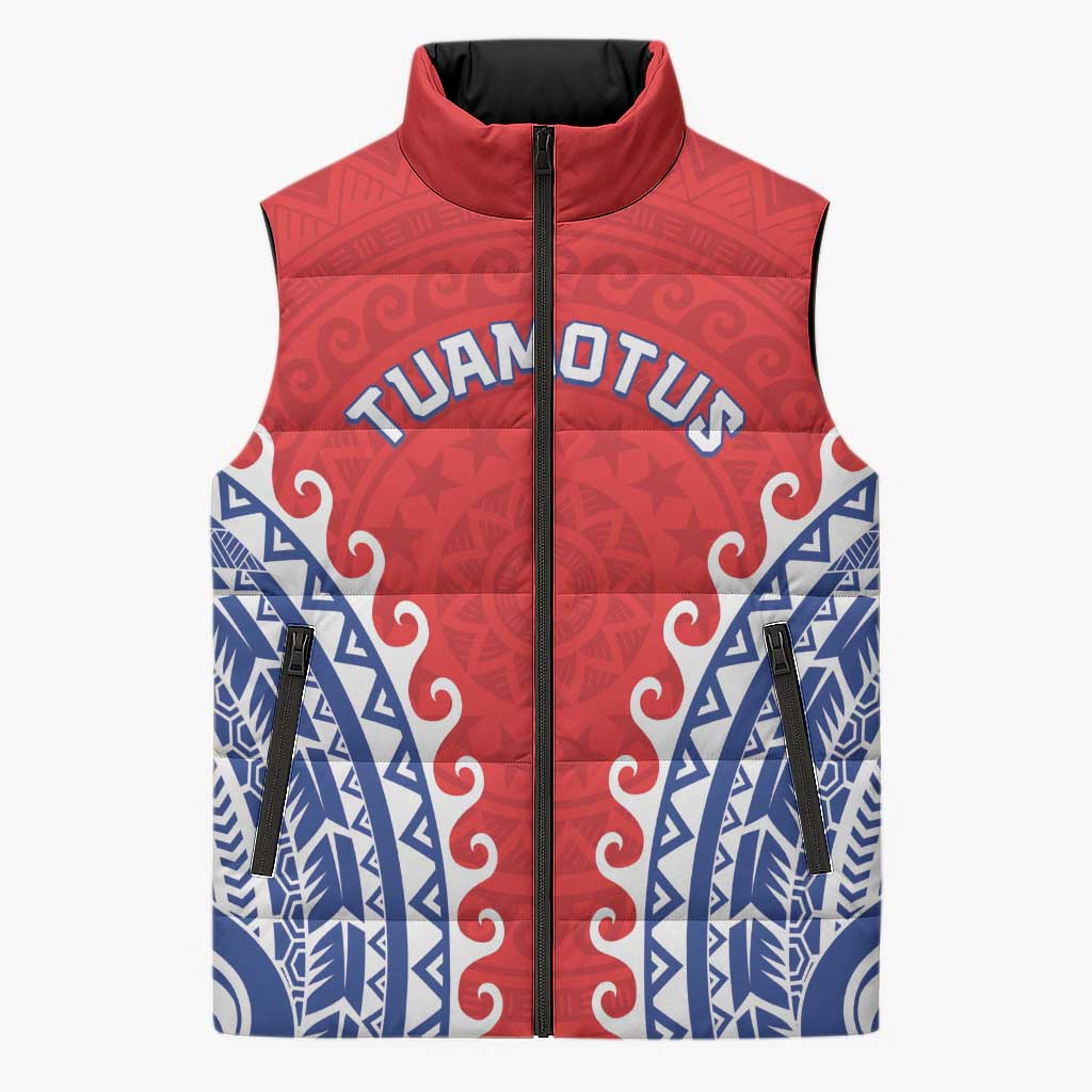 Custom Tuamotu Archipelago Sleeveless Puffer Jacket Polynesian Tribal Tattoo