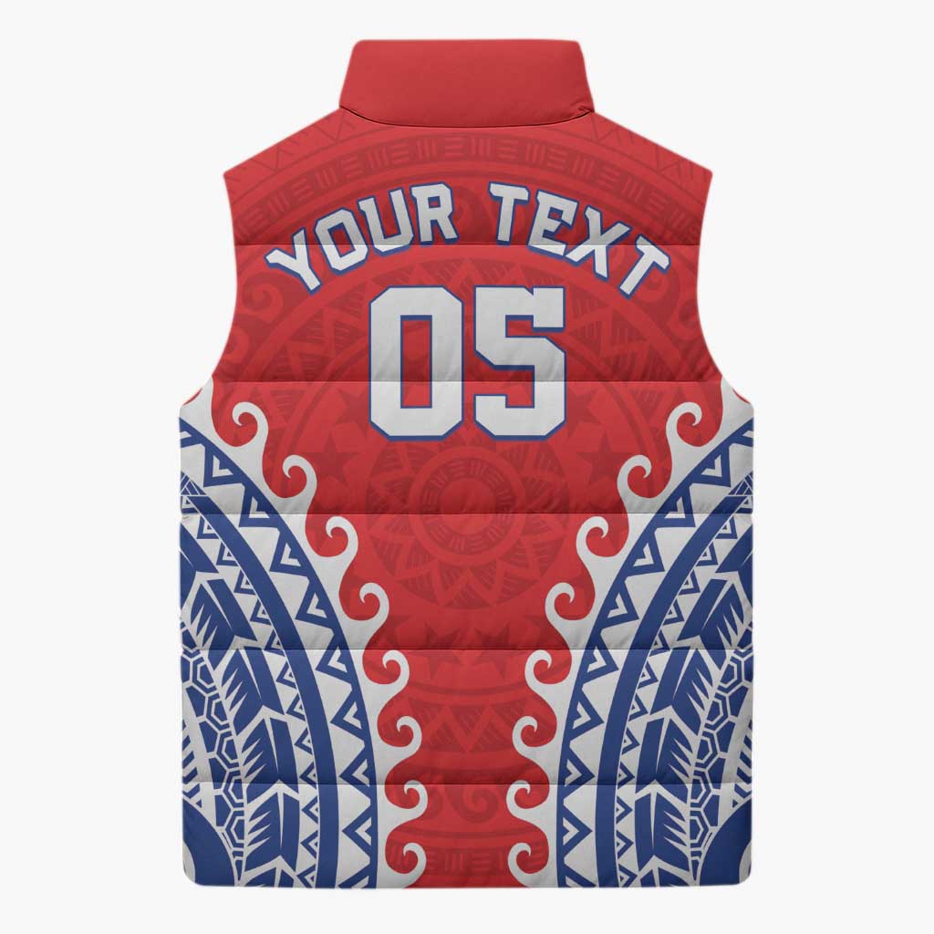 Custom Tuamotu Archipelago Sleeveless Puffer Jacket Polynesian Tribal Tattoo