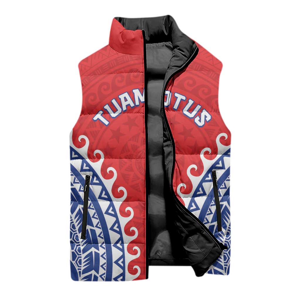 Custom Tuamotu Archipelago Sleeveless Puffer Jacket Polynesian Tribal Tattoo