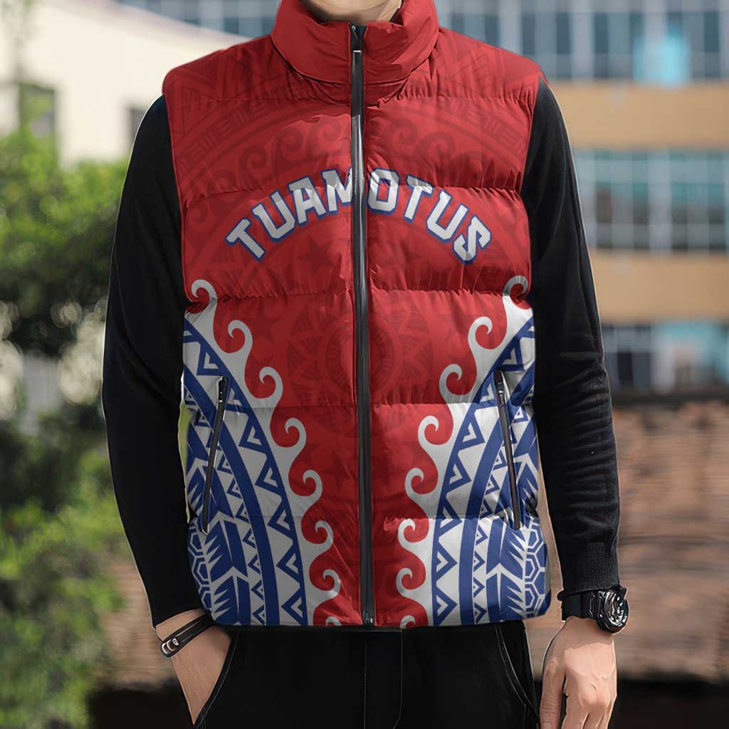 Custom Tuamotu Archipelago Sleeveless Puffer Jacket Polynesian Tribal Tattoo