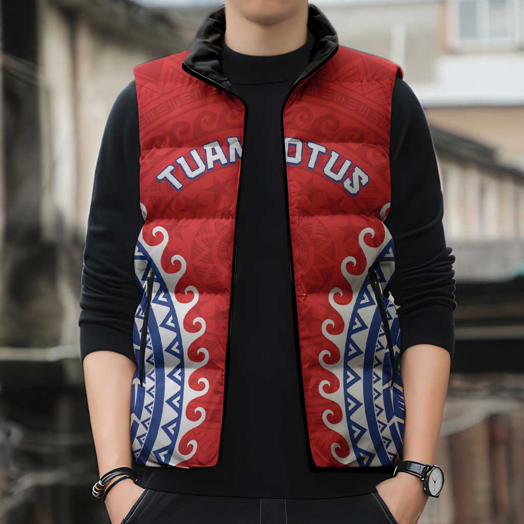 Custom Tuamotu Archipelago Sleeveless Puffer Jacket Polynesian Tribal Tattoo