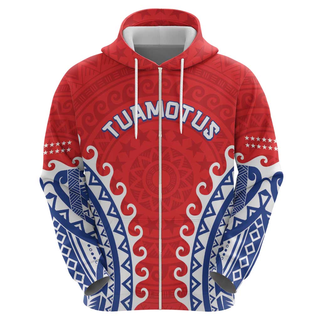 Custom Tuamotu Archipelago Zip Hoodie Polynesian Tribal Tattoo