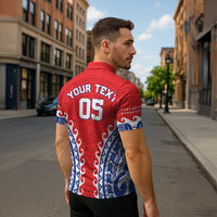 Custom Tuamotu Archipelago Zipper Polo Shirt Polynesian Tribal Tattoo