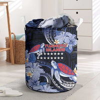 Tuamotu Islands Laundry Basket Polynesian Pattern With Turtle LT05 Black - Polynesian Pride
