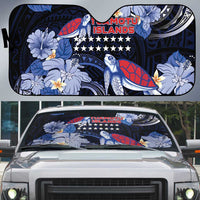 Tuamotu Islands Auto Sun Shade Polynesian Pattern With Turtle LT05 Black - Polynesian Pride