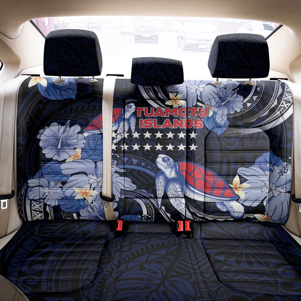 Tuamotu Islands Back Car Seat Cover Polynesian Pattern With Turtle LT05 - Polynesian Pride