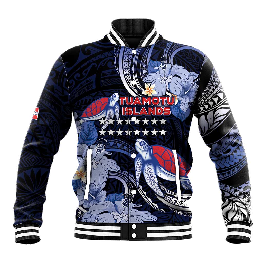 Tuamotu Islands Baseball Jacket Polynesian Pattern With Turtle