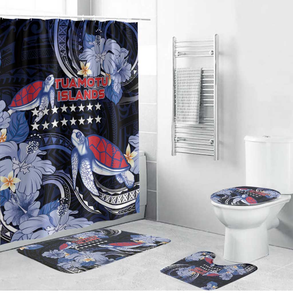 Tuamotu Islands Bathroom Set Polynesian Pattern With Turtle LT05 Bathroom Set (4 pcs) Black - Polynesian Pride