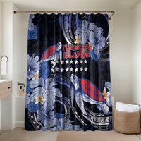 Tuamotu Islands Bathroom Set Polynesian Pattern With Turtle LT05 Shower Curtain Only Black - Polynesian Pride