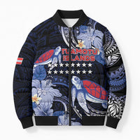 Tuamotu Islands Bomber Puffer Jacket Polynesian Pattern With Turtle LT05 Unisex Black - Polynesian Pride
