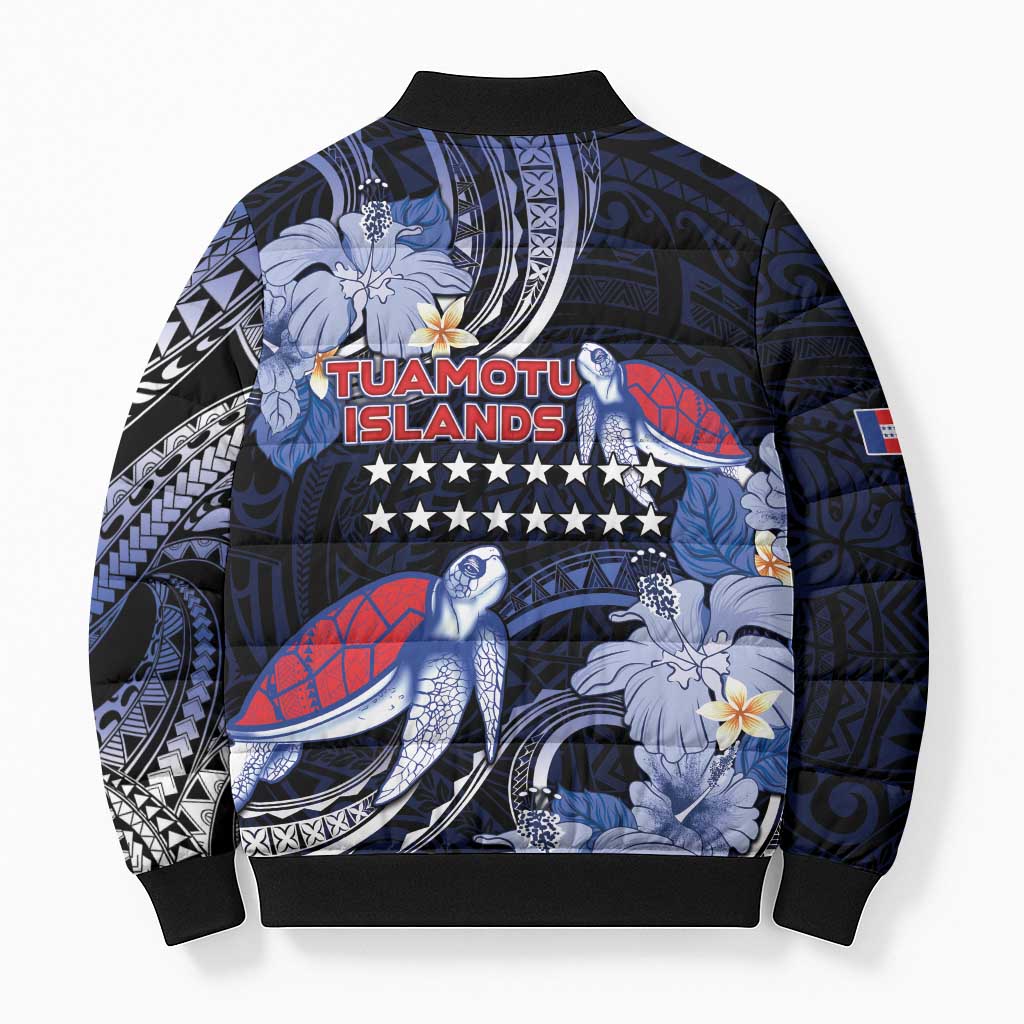 Tuamotu Islands Bomber Puffer Jacket Polynesian Pattern With Turtle LT05 - Polynesian Pride