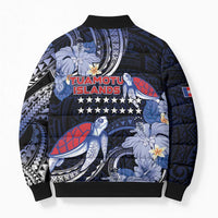 Tuamotu Islands Bomber Puffer Jacket Polynesian Pattern With Turtle LT05 - Polynesian Pride