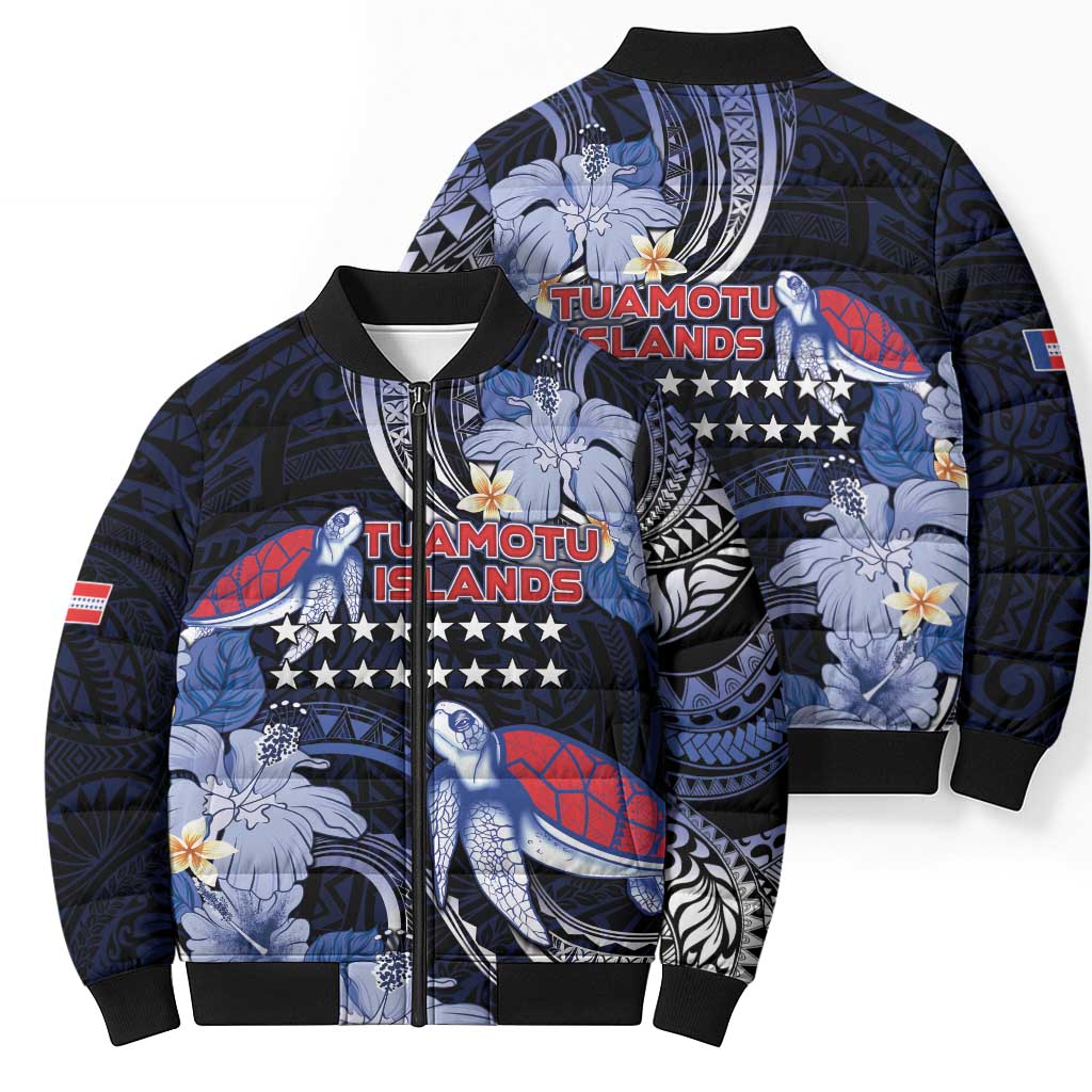 Tuamotu Islands Bomber Puffer Jacket Polynesian Pattern With Turtle LT05 - Polynesian Pride