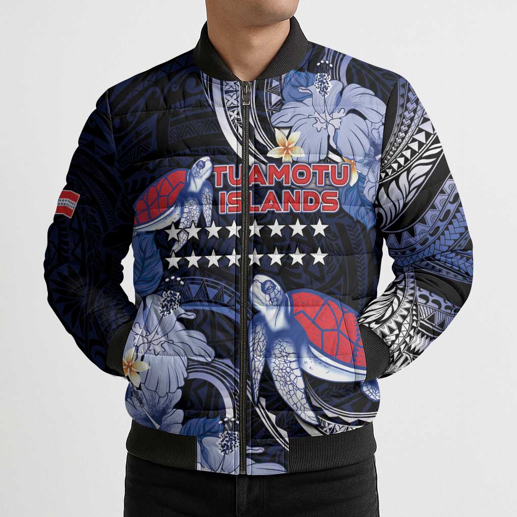 Tuamotu Islands Bomber Puffer Jacket Polynesian Pattern With Turtle LT05 - Polynesian Pride