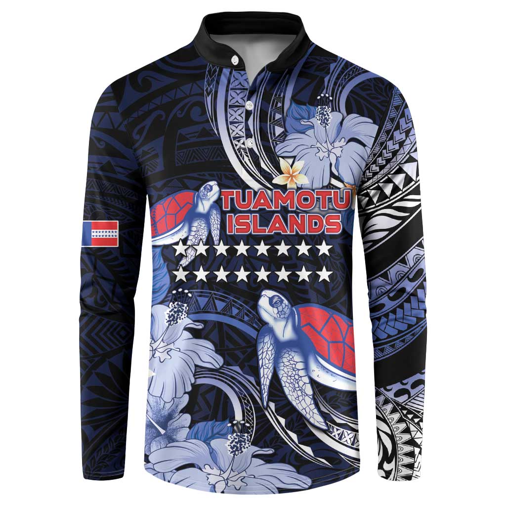 Tuamotu Islands Button Sweatshirt Polynesian Pattern With Turtle LT05 Black - Polynesian Pride