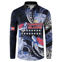 Tuamotu Islands Button Sweatshirt Polynesian Pattern With Turtle LT05 Black - Polynesian Pride