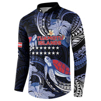 Tuamotu Islands Button Sweatshirt Polynesian Pattern With Turtle LT05 - Polynesian Pride