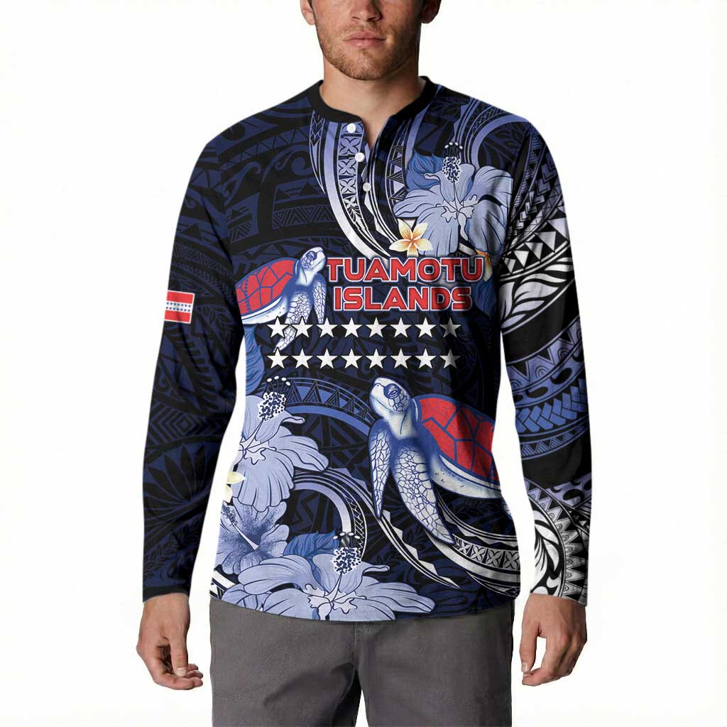 Tuamotu Islands Button Sweatshirt Polynesian Pattern With Turtle LT05 - Polynesian Pride