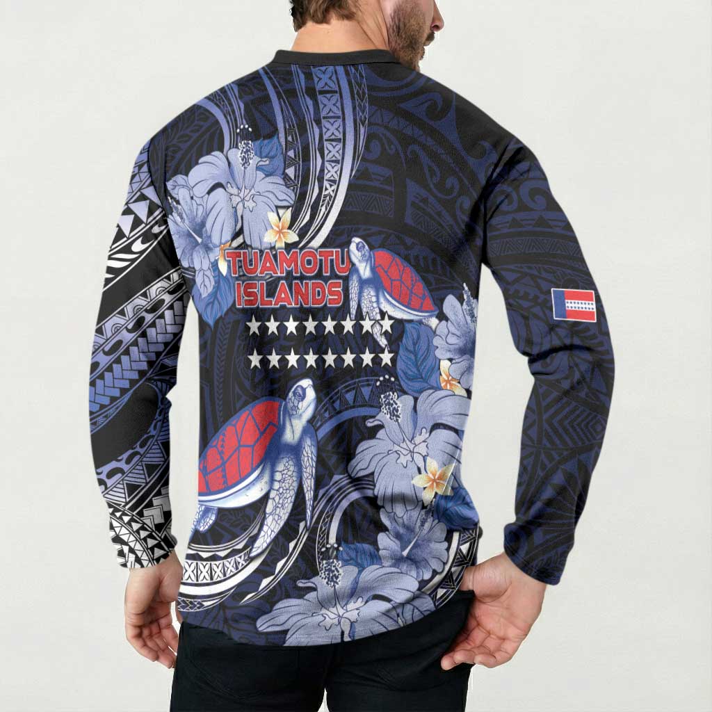 Tuamotu Islands Button Sweatshirt Polynesian Pattern With Turtle LT05 - Polynesian Pride