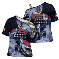 Tuamotu Islands Cross Shoulder Shirt Polynesian Pattern With Turtle LT05 - Polynesian Pride