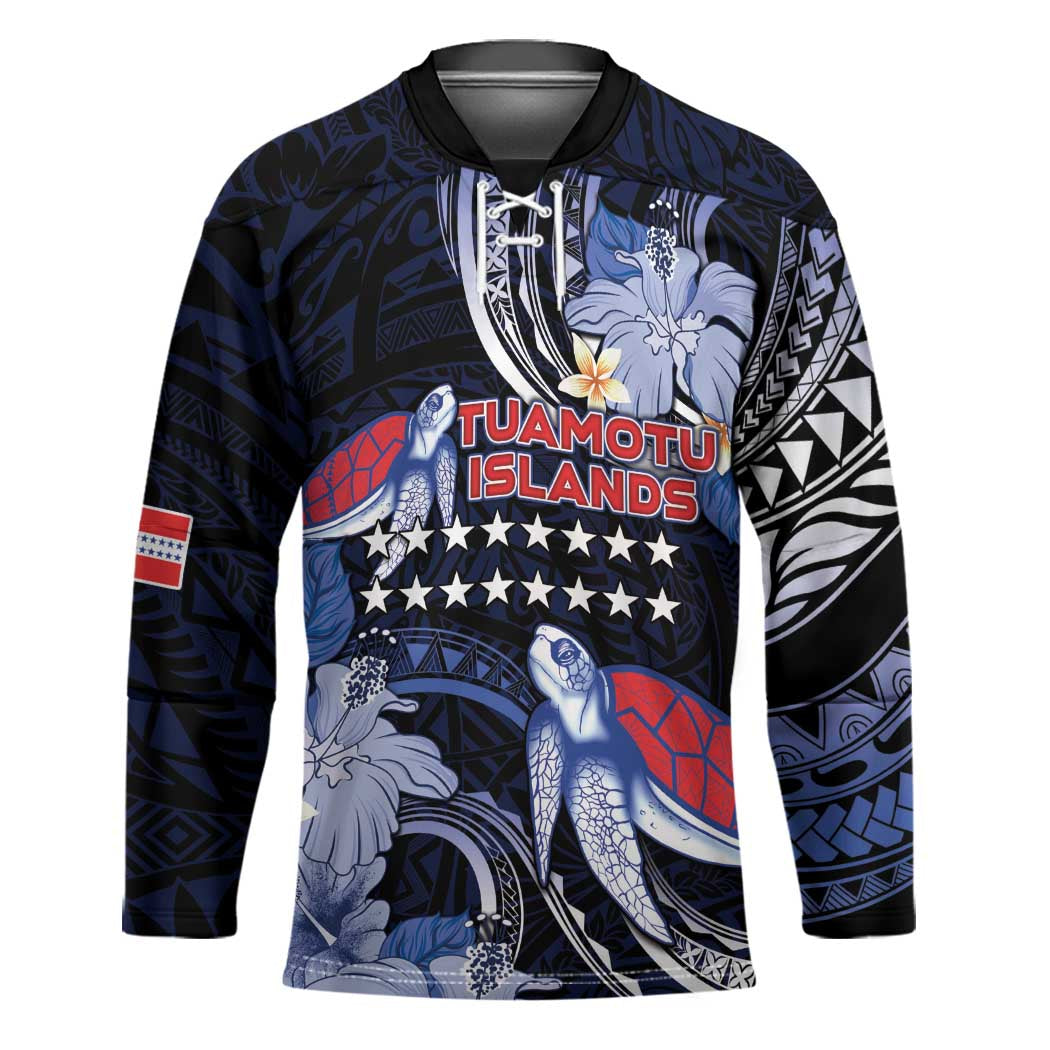 Tuamotu Islands Hockey Jersey Polynesian Pattern With Turtle LT05 Unisex Black - Polynesian Pride