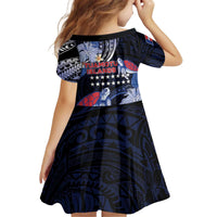Tuamotu Islands Kid Short Sleeve Dress Polynesian Pattern With Turtle LT05 - Polynesian Pride