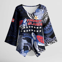 Tuamotu Islands Kimono Sleeve Blouse Polynesian Pattern With Turtle LT05 Female Black - Polynesian Pride