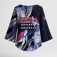 Tuamotu Islands Kimono Sleeve Blouse Polynesian Pattern With Turtle LT05 - Polynesian Pride