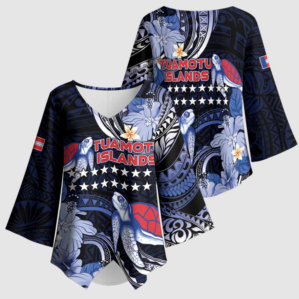 Tuamotu Islands Kimono Sleeve Blouse Polynesian Pattern With Turtle LT05 - Polynesian Pride