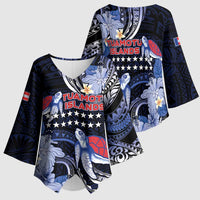 Tuamotu Islands Kimono Sleeve Blouse Polynesian Pattern With Turtle LT05 - Polynesian Pride