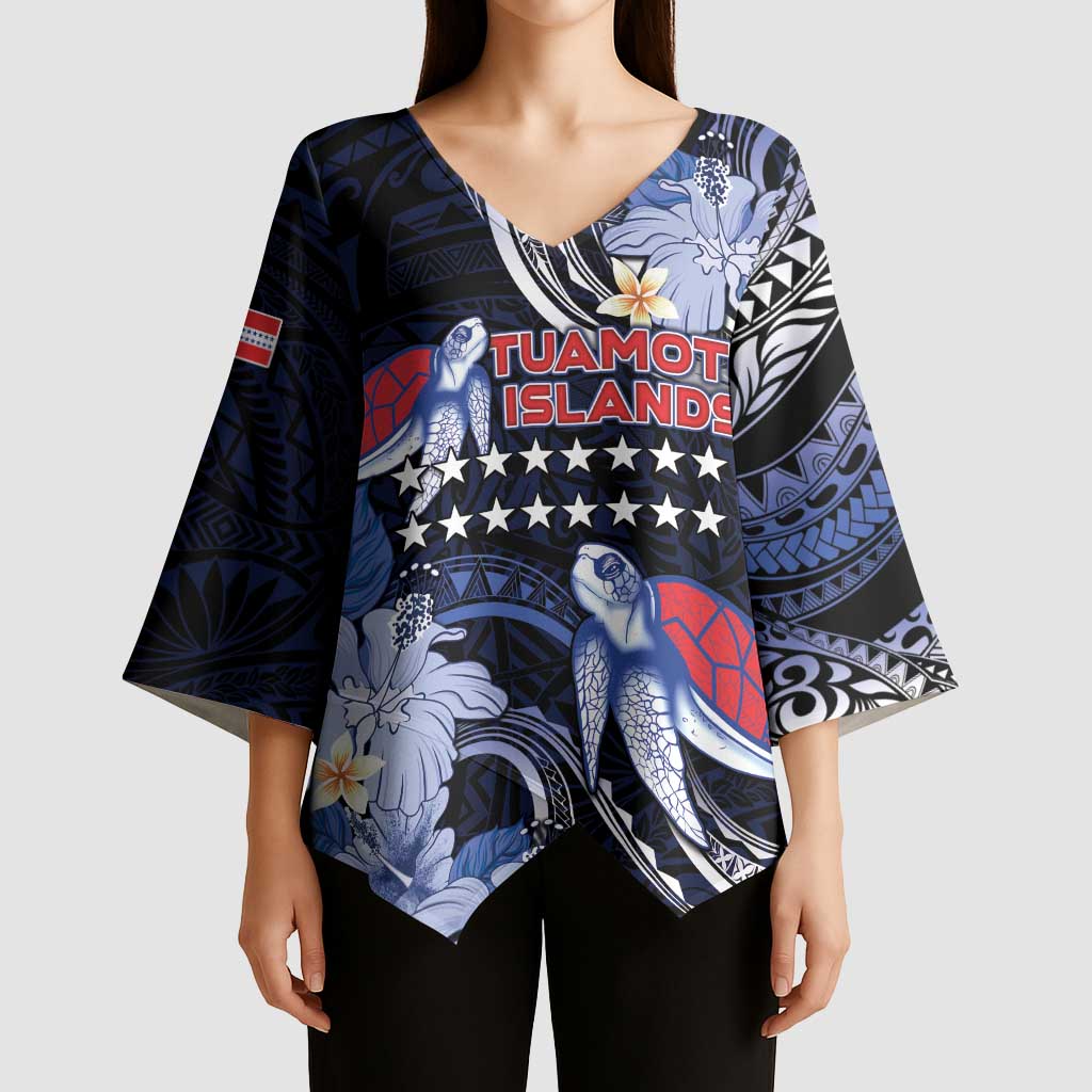 Tuamotu Islands Kimono Sleeve Blouse Polynesian Pattern With Turtle LT05 - Polynesian Pride