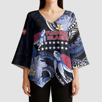 Tuamotu Islands Kimono Sleeve Blouse Polynesian Pattern With Turtle LT05 - Polynesian Pride