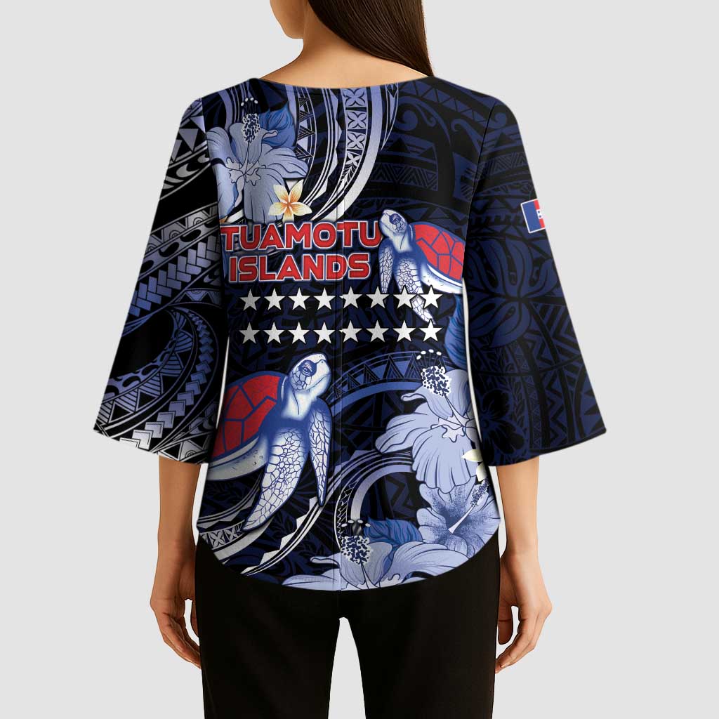 Tuamotu Islands Kimono Sleeve Blouse Polynesian Pattern With Turtle LT05 - Polynesian Pride