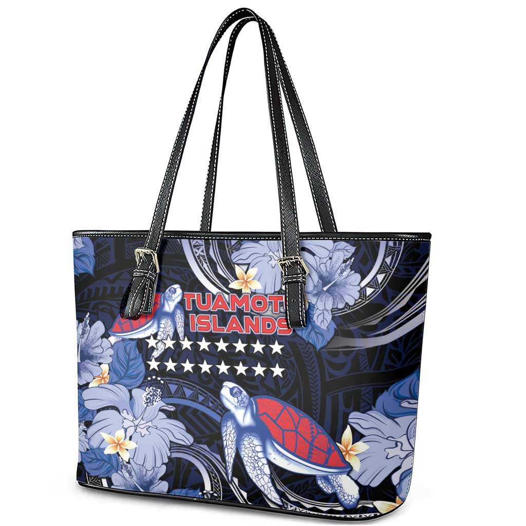 Tuamotu Islands Leather Tote Bag Polynesian Pattern With Turtle