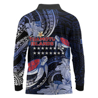 Tuamotu Islands Long Sleeve Polo Shirt Polynesian Pattern With Turtle LT05 - Polynesian Pride