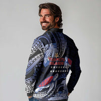 Tuamotu Islands Long Sleeve Polo Shirt Polynesian Pattern With Turtle LT05 - Polynesian Pride