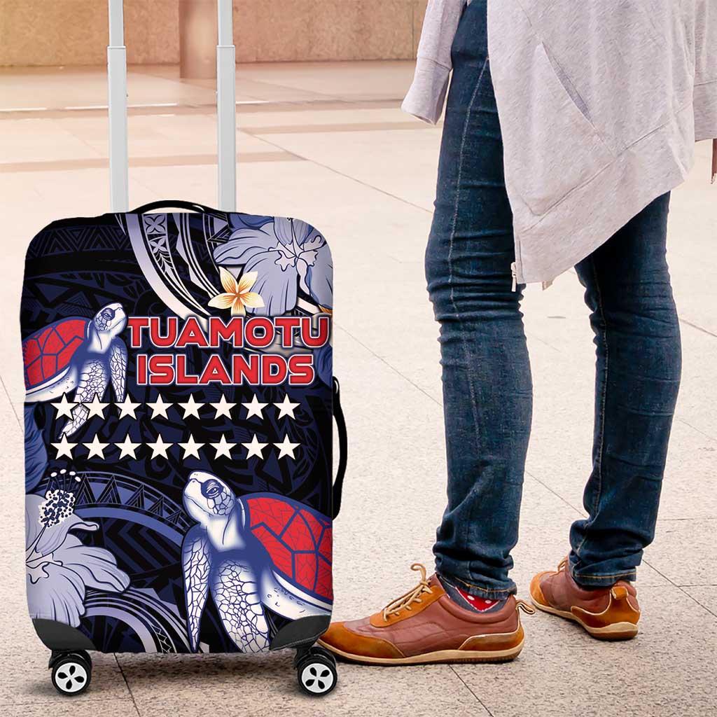 Tuamotu Islands Luggage Cover Polynesian Pattern With Turtle LT05 Black - Polynesian Pride