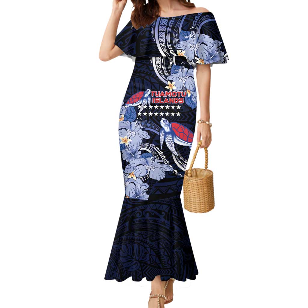 Tuamotu Islands Mermaid Dress Polynesian Pattern With Turtle
