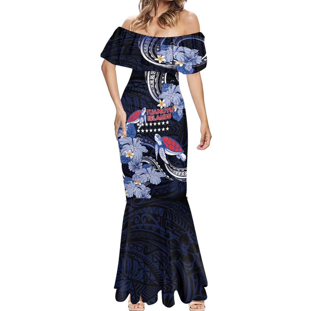 Tuamotu Islands Mermaid Dress Polynesian Pattern With Turtle