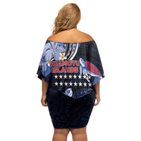 Tuamotu Islands Off Shoulder Short Dress Polynesian Pattern With Turtle LT05 - Polynesian Pride