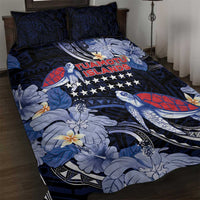 Tuamotu Islands Quilt Bed Set Polynesian Pattern With Turtle LT05 Black - Polynesian Pride