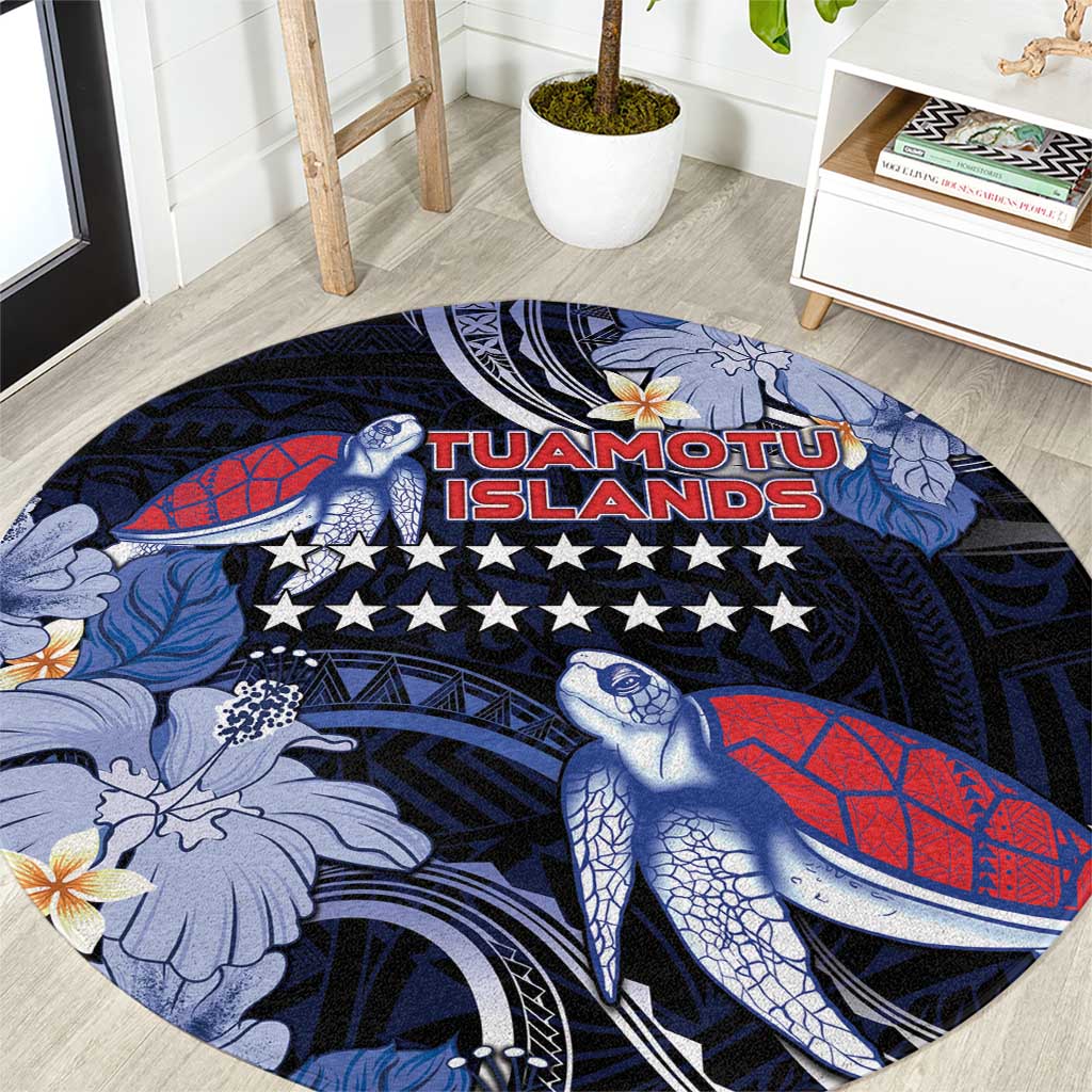 Tuamotu Islands Round Carpet Polynesian Pattern With Turtle LT05 Black - Polynesian Pride