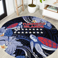Tuamotu Islands Round Carpet Polynesian Pattern With Turtle LT05 Black - Polynesian Pride