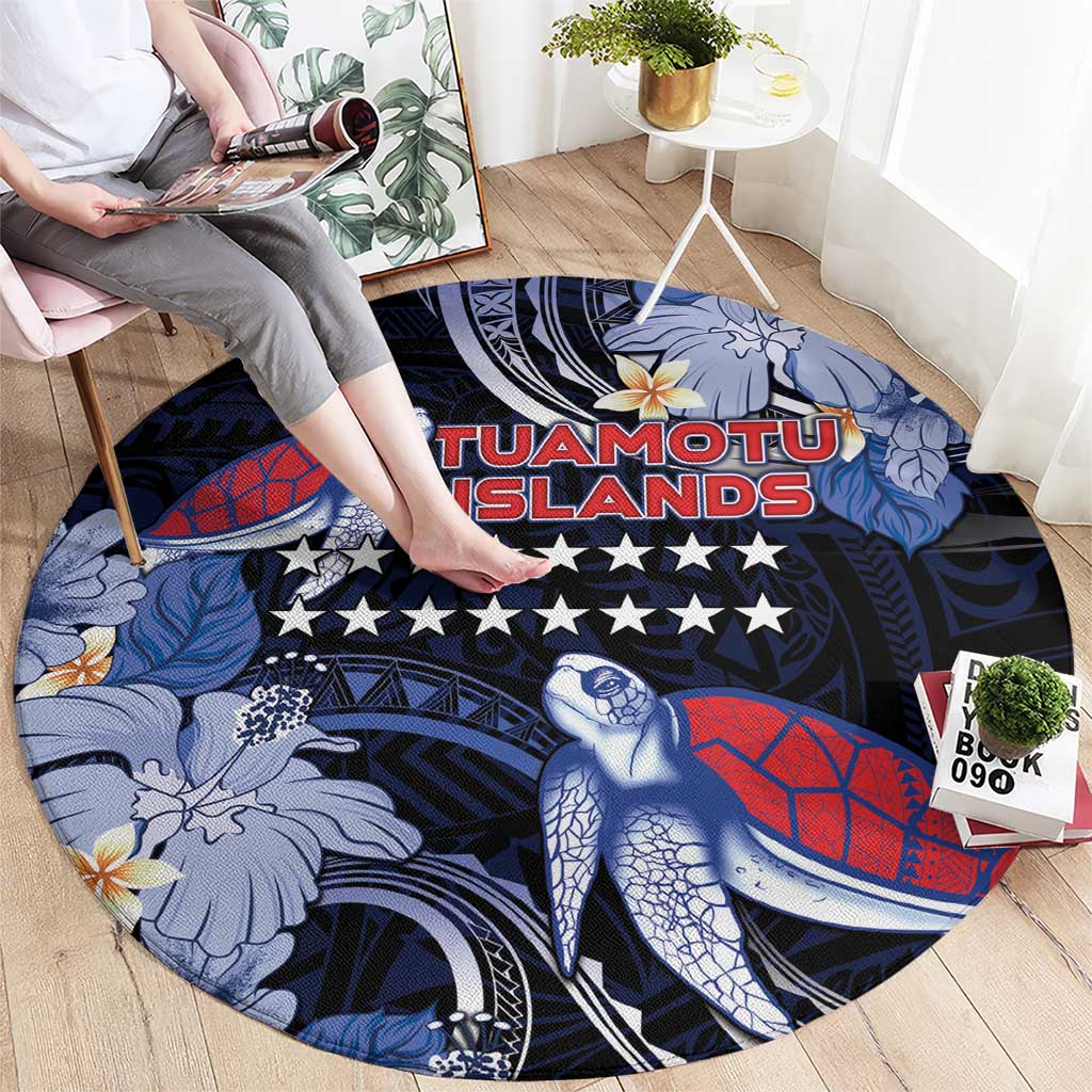 Tuamotu Islands Round Carpet Polynesian Pattern With Turtle LT05 - Polynesian Pride