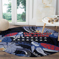 Tuamotu Islands Round Carpet Polynesian Pattern With Turtle LT05 - Polynesian Pride