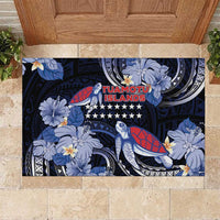 Tuamotu Islands Rubber Doormat Polynesian Pattern With Turtle LT05 Black - Polynesian Pride