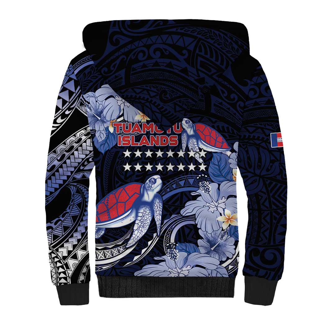 Tuamotu Islands Sherpa Hoodie Polynesian Pattern With Turtle