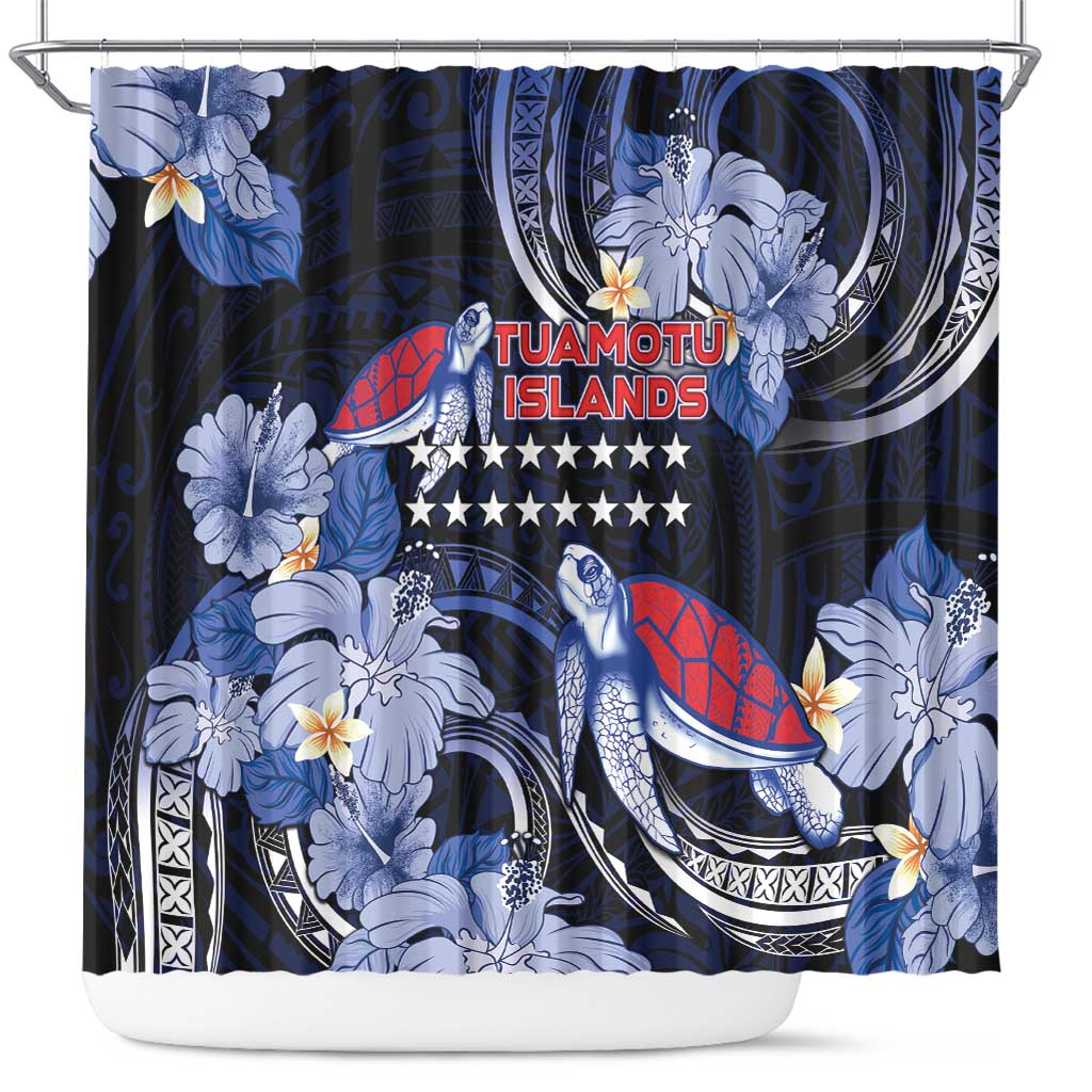 Tuamotu Islands Shower Curtain Polynesian Pattern With Turtle LT05 Black - Polynesian Pride