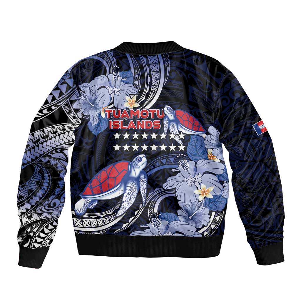 Tuamotu Islands Sleeve Zip Bomber Jacket Polynesian Pattern With Turtle